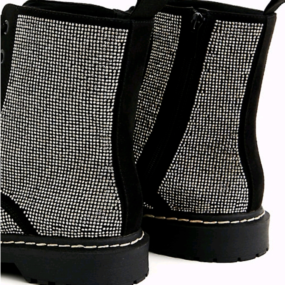 Betsey Johnson Rhinestone Combat Bootie